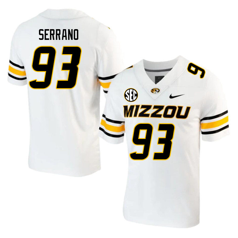 Men #93 Andrew Serrano Missouri Tigers College 2023 Football Stitched Jerseys Sale-White